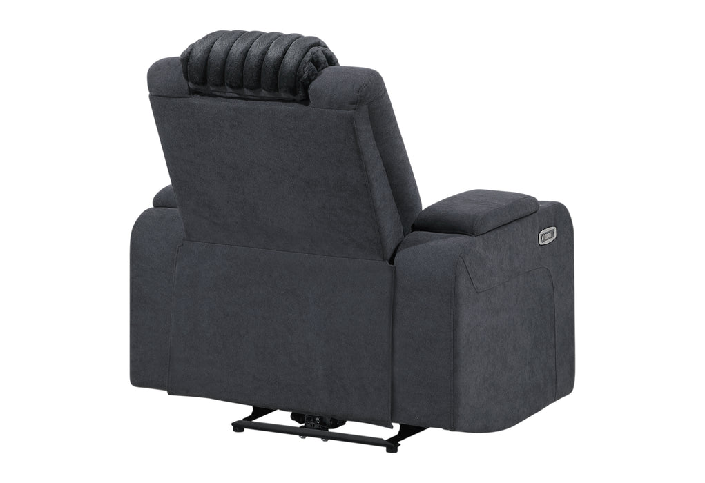 U8000 BLACK POWER RECLINER W/ POWER HEADREST & LED LIGHT - Home Furniture And More (Brentwood, MD)