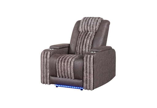 U8000 BROWN POWER RECLINER W/ POWER HEADREST & LED LIGHT - Home Furniture And More (Brentwood, MD)