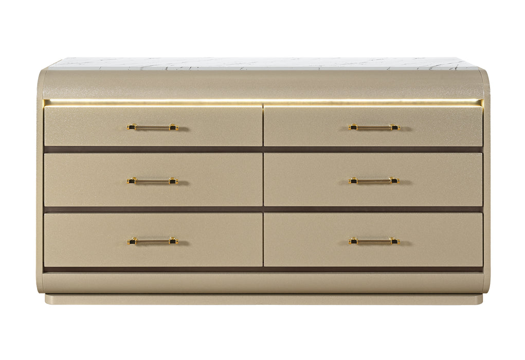 GENESIS GOLD DRESSER WITH LED - Home Furniture And More (Brentwood, MD)