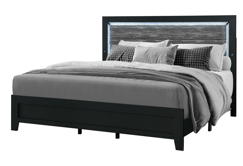REID BLACK KING BED GROUP WITH LED - Home Furniture And More (Brentwood, MD)