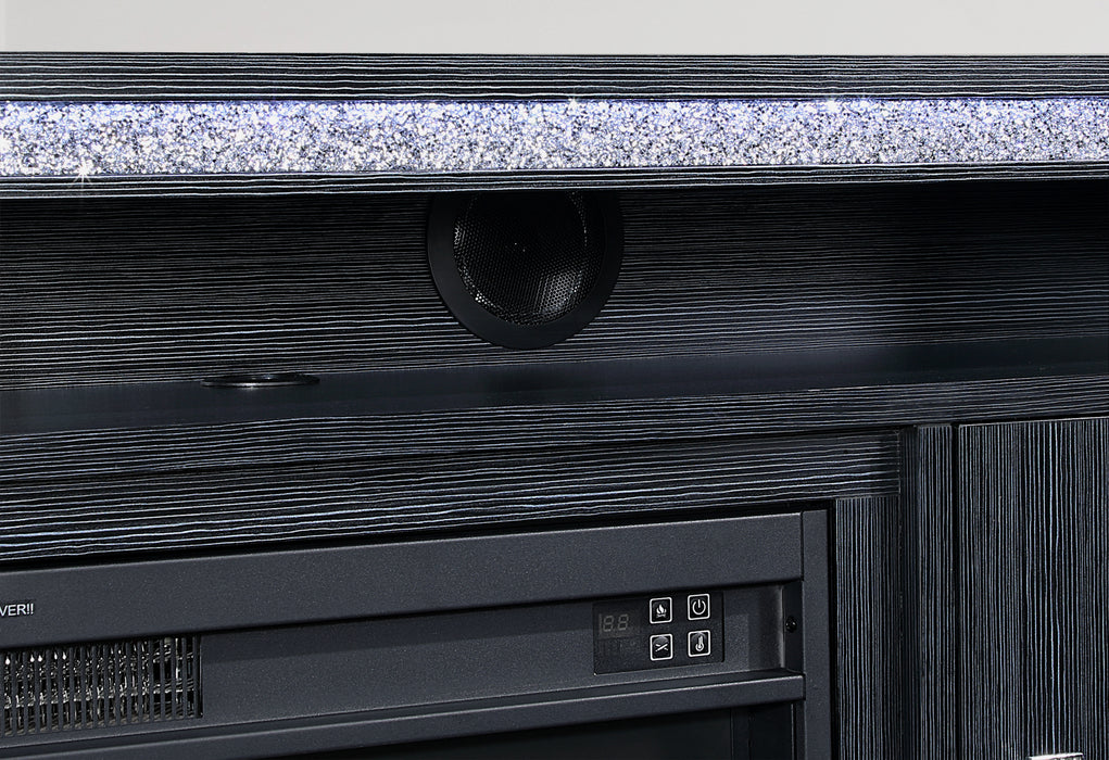 LILY DARK GREY ENT UNIT 72 INCH W/ LED, SPEAKERS, CRYSTAL INSERTS - Home Furniture And More (Brentwood, MD)