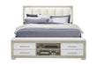 EMMA NATURAL/WHITE KING BED WITH LED AND USB - Home Furniture And More (Brentwood, MD)