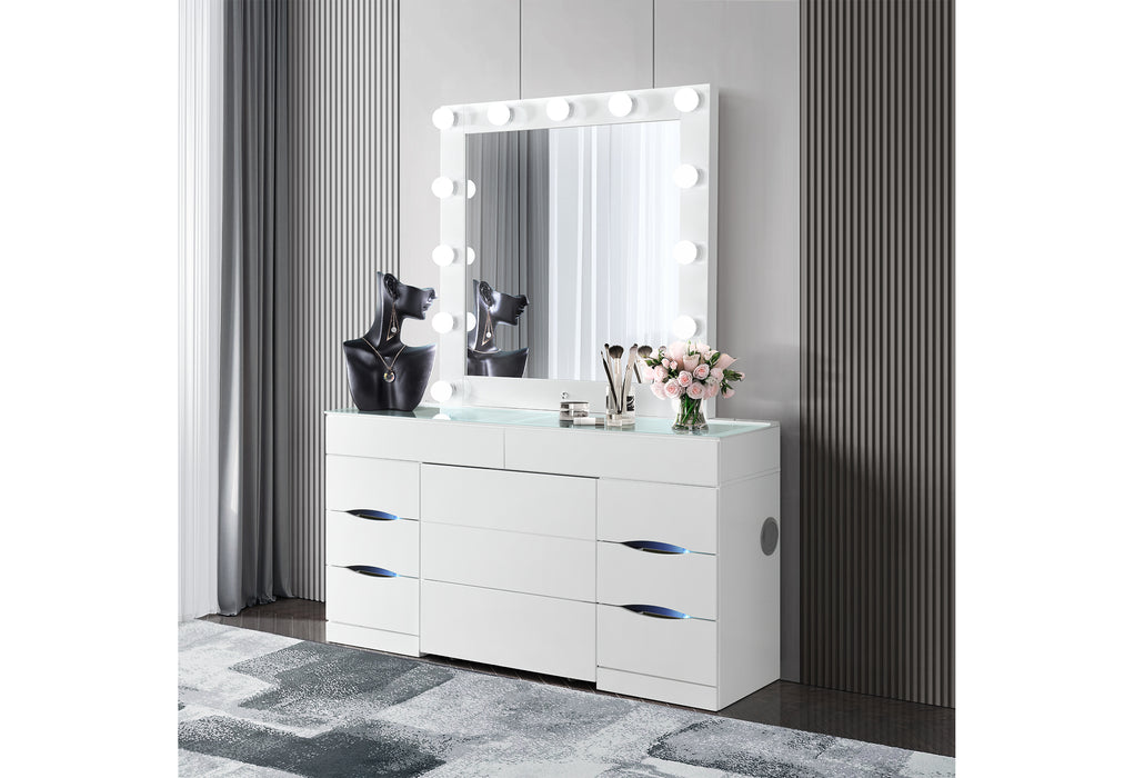 ELLA WHITE VANITY SET WITH STORAGE STOOL - Home Furniture And More (Brentwood, MD)