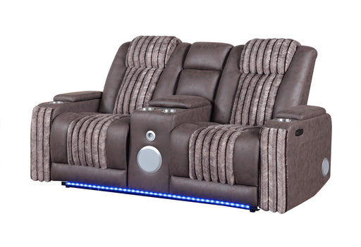 U8000 BROWN PWR CONSOLE REC LOVESEAT W/PHR, LED AND SPEAKER - Home Furniture And More (Brentwood, MD)