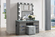 LEXI GREY VANITY SET WITH STOOL - Home Furniture And More (Brentwood, MD)