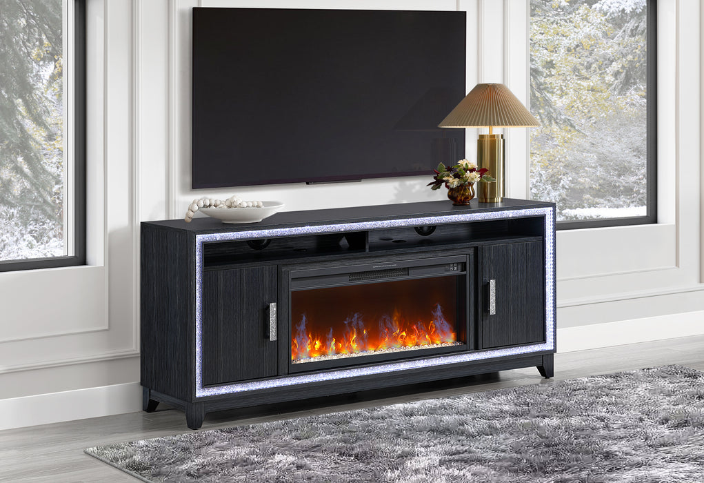 LILY DARK GREY ENT UNIT 72 INCH W/ LED, SPEAKERS, CRYSTAL INSERTS - Home Furniture And More (Brentwood, MD)