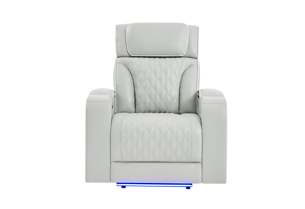 U8611 BLANCHE SILVER POWER RECLINER WITH POWER HEADREST AND LED - Home Furniture And More (Brentwood, MD)