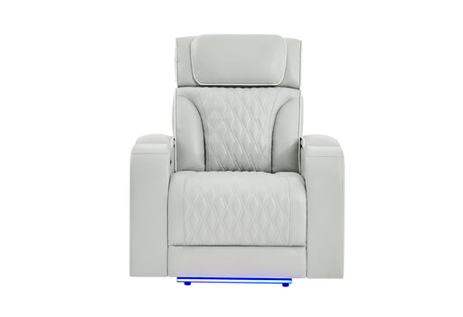 U8611 BLANCHE SILVER POWER RECLINER WITH POWER HEADREST AND LED - Home Furniture And More (Brentwood, MD)