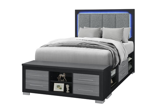 EMMA BLACK/GREY FULL BED WITH LED AND USB - Home Furniture And More (Brentwood, MD)