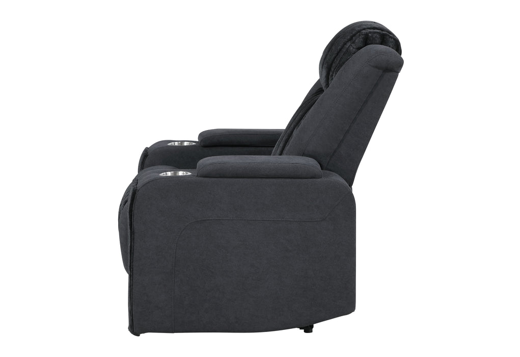 U8000 BLACK POWER RECLINER W/ POWER HEADREST & LED LIGHT - Home Furniture And More (Brentwood, MD)