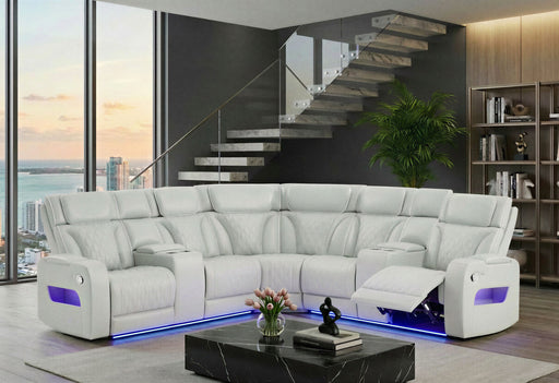 U8611 BLANCHE SILVER SECTIONAL WITH LED - Home Furniture And More (Brentwood, MD)