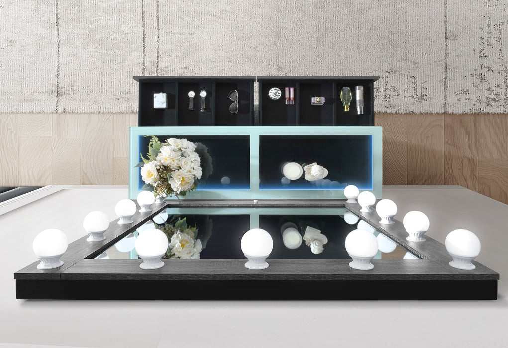 LEXI GREY VANITY SET WITH STOOL - Home Furniture And More (Brentwood, MD)