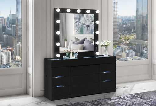 ELLA BLACK VANITY SET WITH STORAGE STOOL - Home Furniture And More (Brentwood, MD)