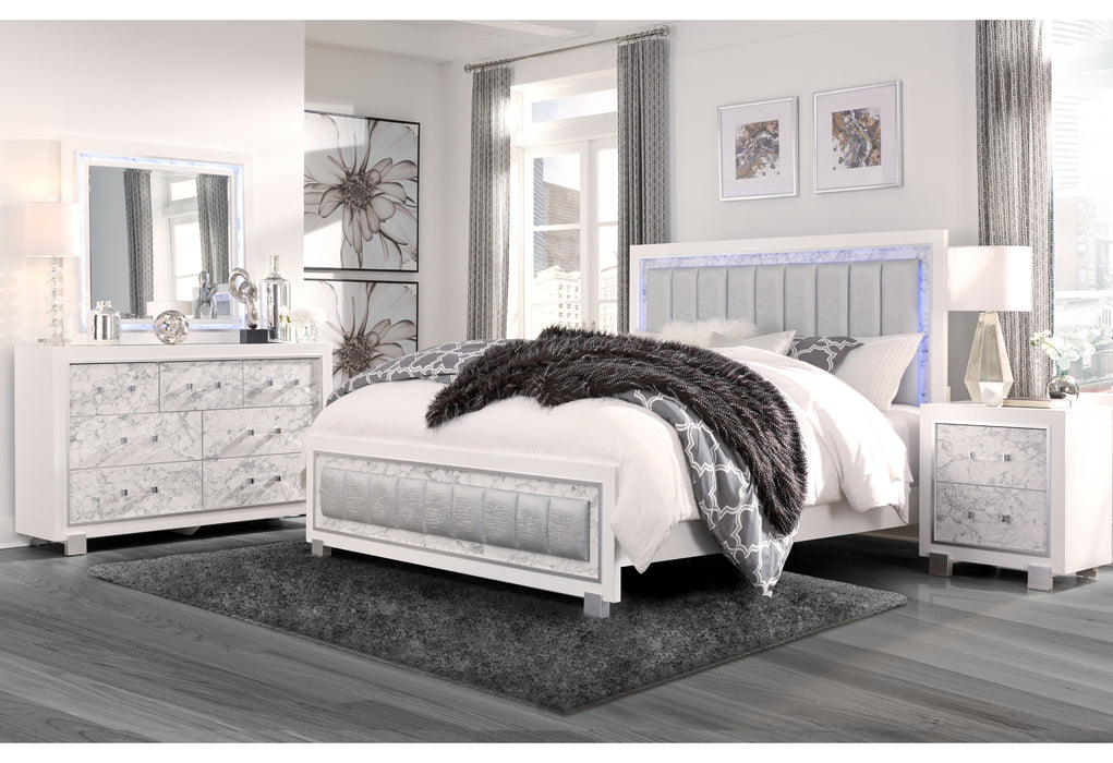 SANTORINI WHITE KING BED GROUP - Home Furniture And More (Brentwood, MD)