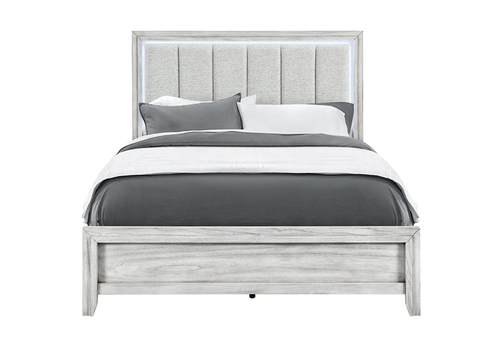 ELSIE GREY QUEEN BED WITH LED - Home Furniture And More (Brentwood, MD)