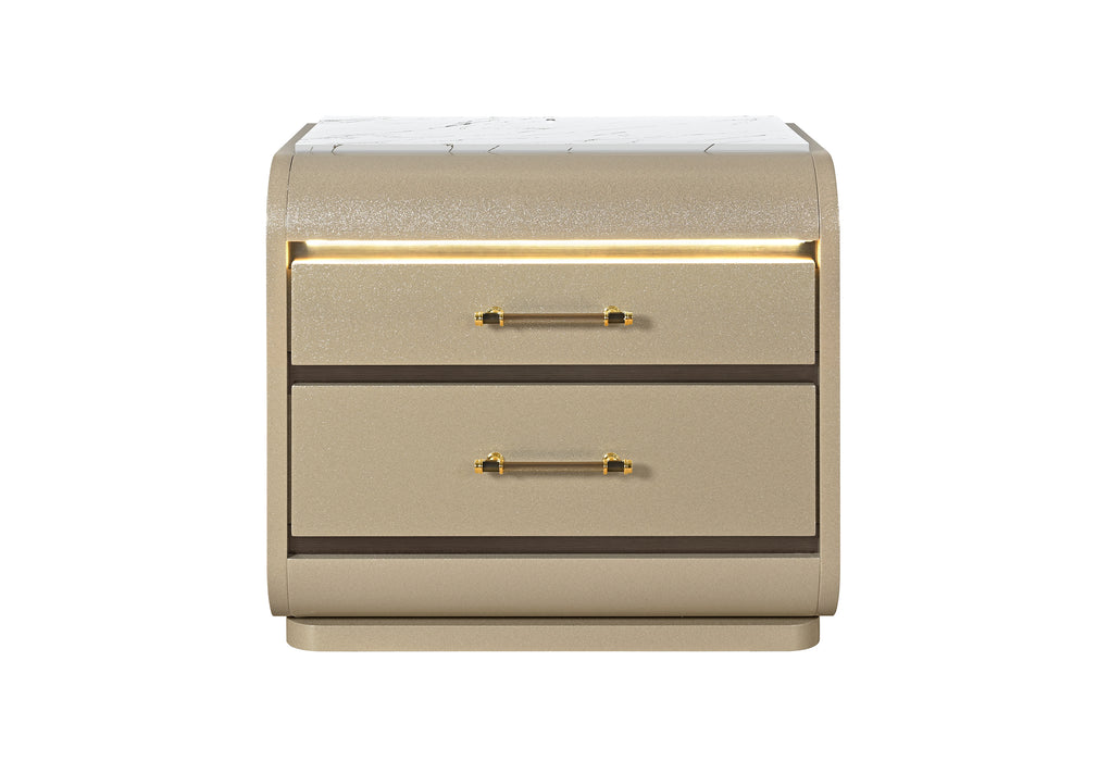 GENESIS GOLD NIGHTSTAND WITH LED - Home Furniture And More (Brentwood, MD)