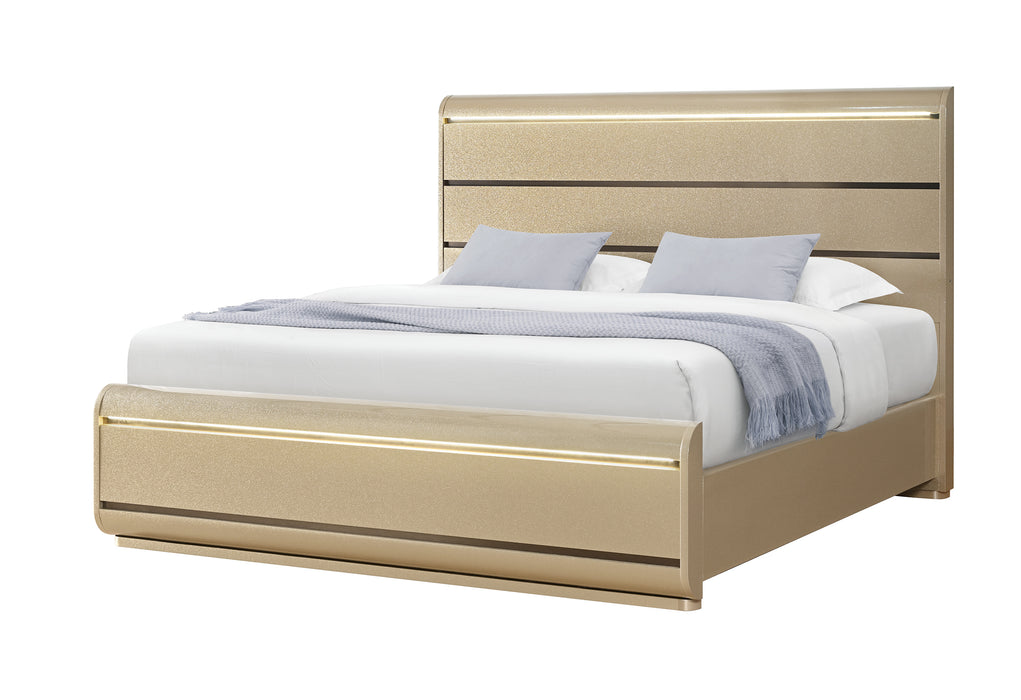 GENESIS GOLD KING BED WITH LED - Home Furniture And More (Brentwood, MD)