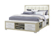 EMMA NATURAL/WHITE KING BED WITH LED AND USB - Home Furniture And More (Brentwood, MD)