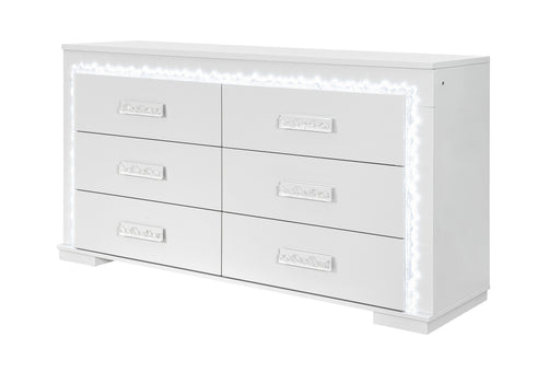 NAOMI SILVER MARBLE DRESSER WITH LED - Home Furniture And More (Brentwood, MD)