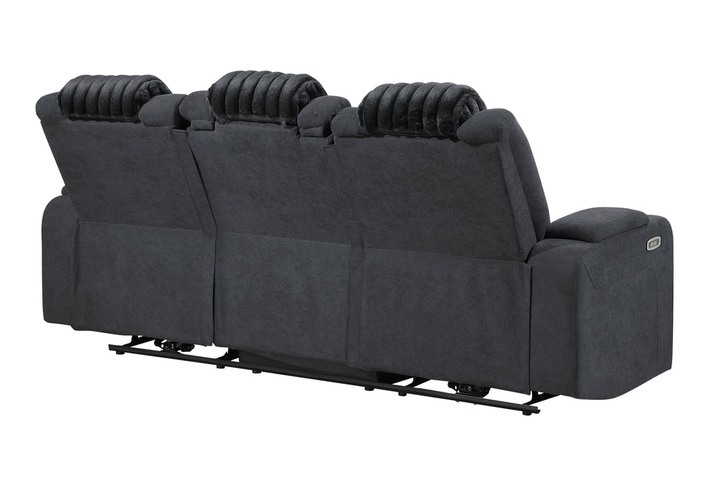 U8000 BLACK PWR REC SOFA W/PHR, DDT, READING LIGHT & LED LIGHT - Home Furniture And More (Brentwood, MD)