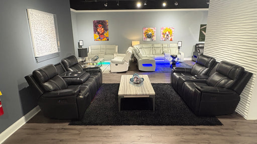 U8881 BLACK LEATHER POWER RECLINING SOFA WITH IMMERSE SOUND - Home Furniture And More (Brentwood, MD)
