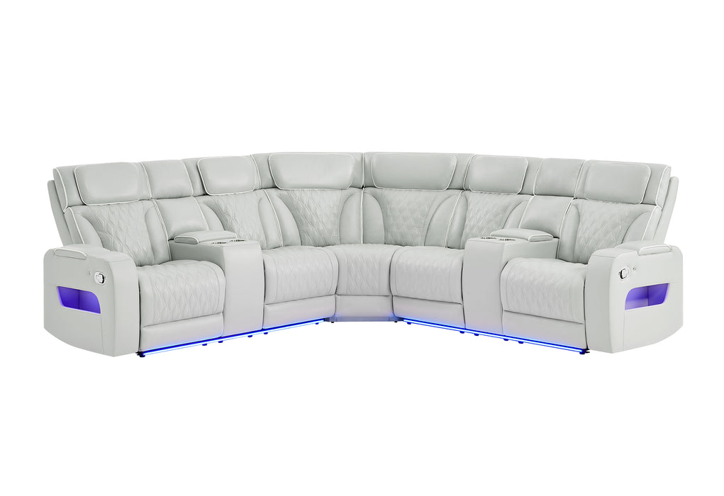 U8611 BLANCHE SILVER SECTIONAL WITH LED - Home Furniture And More (Brentwood, MD)