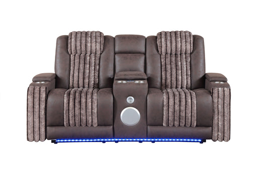 U8000 BROWN PWR CONSOLE REC LOVESEAT W/PHR, LED AND SPEAKER - Home Furniture And More (Brentwood, MD)