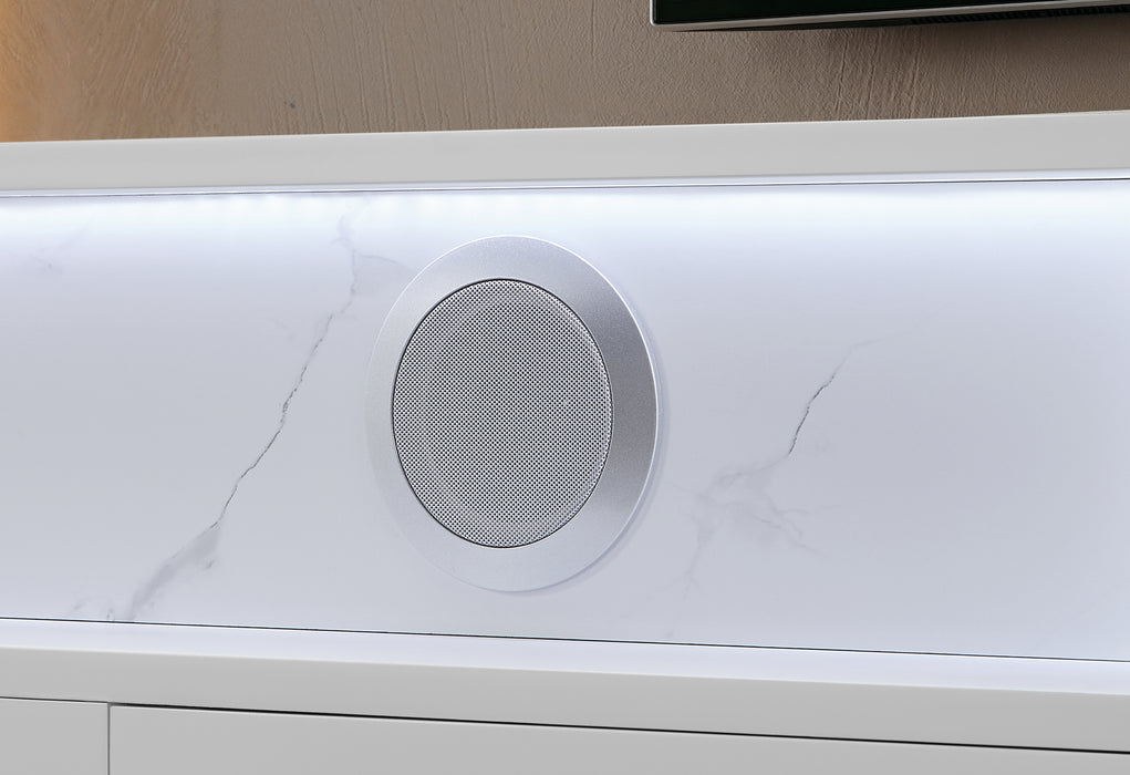KIRA WHITE 87" ENTERTAINMENT UNIT WITH BLUETOOTH SPEAKER AND LED - Home Furniture And More (Brentwood, MD)