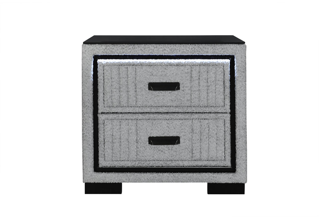 ISABELLA GREY NIGHTSTAND WITH LED - Home Furniture And More (Brentwood, MD)