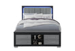 EMMA BLACK/GREY QUEEN BED WITH LED AND USB - Home Furniture And More (Brentwood, MD)