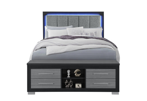 EMMA BLACK/GREY QUEEN BED WITH LED AND USB - Home Furniture And More (Brentwood, MD)
