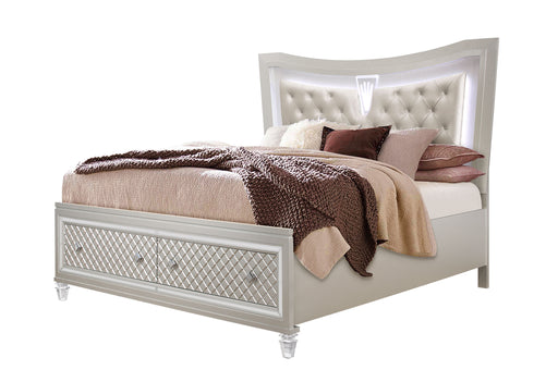 PARIS CHAMPAGNE QUEEN BED WITH LED - Home Furniture And More (Brentwood, MD)