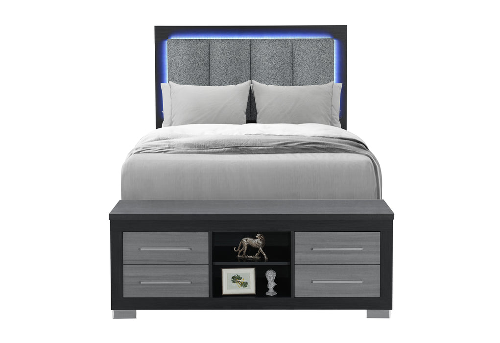 EMMA BLACK/GREY FULL BED WITH LED AND USB - Home Furniture And More (Brentwood, MD)