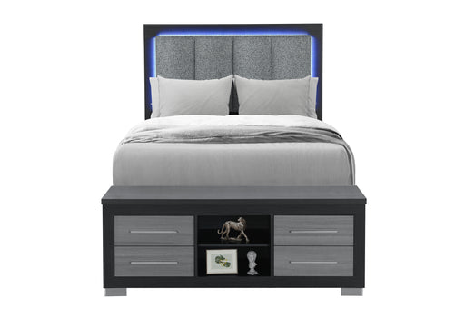 EMMA BLACK/GREY FULL BED WITH LED AND USB - Home Furniture And More (Brentwood, MD)