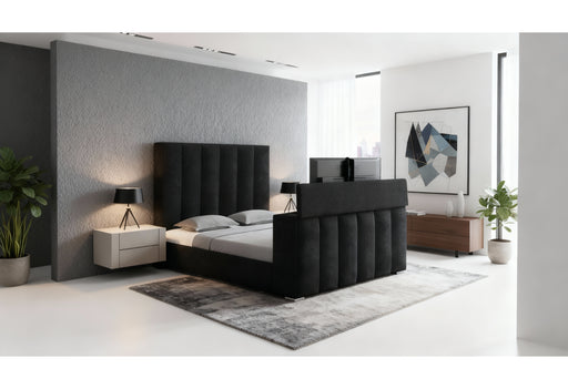 SERENITY ONYX KING BED WITH SPEAKER, TV LIFT AND FIREPLACE - Home Furniture And More (Brentwood, MD)