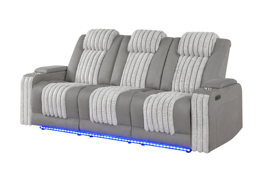U8000 GREY PWR REC SOFA W/PHR, DDT, READING LIGHT & LED LIGHT - Home Furniture And More (Brentwood, MD)