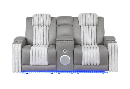 U8000 GREY PWR CONSOLE REC LOVESEAT W/PHR, LED AND SPEAKER - Home Furniture And More (Brentwood, MD)