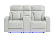 U8611 BLANCHE SILVER PWR CON REC LOVESEAT WITH PHR, LED & SPEAKER - Home Furniture And More (Brentwood, MD)