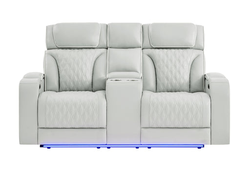 U8611 BLANCHE SILVER PWR CON REC LOVESEAT WITH PHR, LED & SPEAKER - Home Furniture And More (Brentwood, MD)