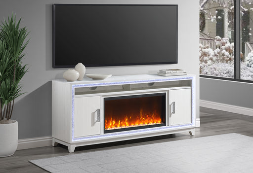 LILY WHITE ENTERTAINMENT UNIT 72 W/ LED, SPEAKERS, CRYSTAL INSERTS - Home Furniture And More (Brentwood, MD)