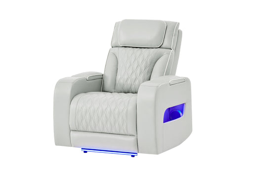 U8611 BLANCHE SILVER POWER RECLINER WITH POWER HEADREST AND LED - Home Furniture And More (Brentwood, MD)