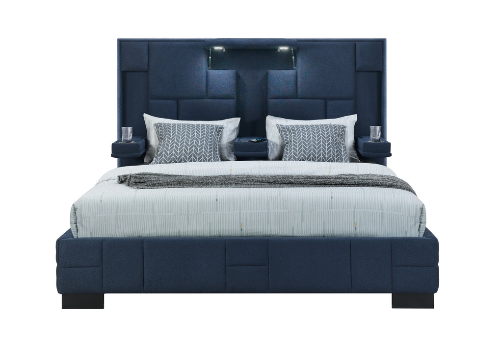 OSCAR NAVY BLUE KING BED NO WOOD TRIM - Home Furniture And More (Brentwood, MD)
