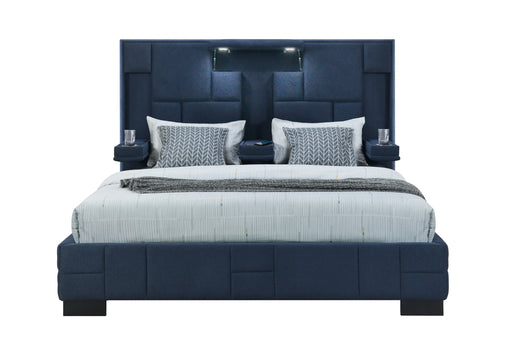 OSCAR NAVY BLUE KING BED NO WOOD TRIM - Home Furniture And More (Brentwood, MD)