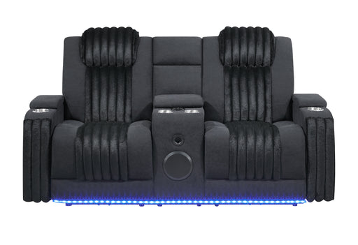 U8000 BLACK PWR CONSOLE REC LOVESEAT W/PHR, LED AND SPEAKER - Home Furniture And More (Brentwood, MD)