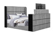 ISABELLA GREY KING BED W/LED, TV LIFT, SPEAKER AND FIREPLACE - Home Furniture And More (Brentwood, MD)