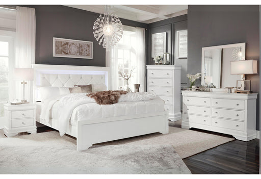 POMPEI METALLIC WHITE FULL BED GROUP WITH LED - Home Furniture And More (Brentwood, MD)
