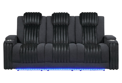 U8000 BLACK PWR REC SOFA W/PHR, DDT, READING LIGHT & LED LIGHT - Home Furniture And More (Brentwood, MD)