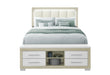 EMMA NATURAL/WHITE QUEEN BED WITH LED AND USB - Home Furniture And More (Brentwood, MD)