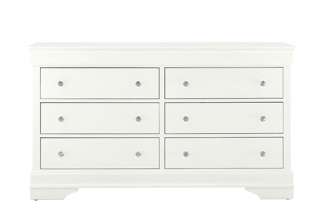 POMPEI METALLIC WHITE DRESSER - Home Furniture And More (Brentwood, MD)