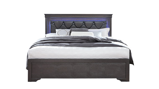 POMPEI METALLIC GREY KING BED WITH LED - Home Furniture And More (Brentwood, MD)